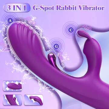 Rabbit Vibrator Clitoral Sex Toys: G Spot Vibrator Dildo Sex Toys with 9 Vibration Modes, Waterproof Female Silicone Stimulator for Clit Nipple Sex Games, Vibrating Wand Massager for Adults, Purple
