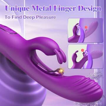 Rabbit Vibrator Clitoral Sex Toys: G Spot Vibrator Dildo Sex Toys with 9 Vibration Modes, Waterproof Female Silicone Stimulator for Clit Nipple Sex Games, Vibrating Wand Massager for Adults, Purple