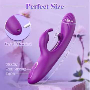 Rabbit Vibrator Clitoral Sex Toys: G Spot Vibrator Dildo Sex Toys with 9 Vibration Modes, Waterproof Female Silicone Stimulator for Clit Nipple Sex Games, Vibrating Wand Massager for Adults, Purple