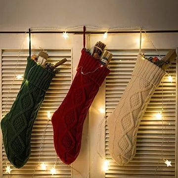 Meiosuns Cable Knit Christmas Stockings for Holiday Joy