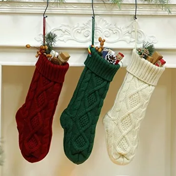 Meiosuns Cable Knit Christmas Stockings for Holiday Joy