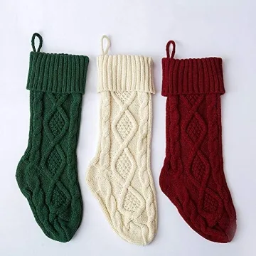 Meiosuns Cable Knit Christmas Stockings for Holiday Joy