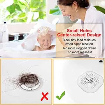 Hair Drain Catcher - Silicone Drain Cover with Suction Cup