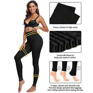 CHRLEISURE Women's Fleece Lined Winter Leggings