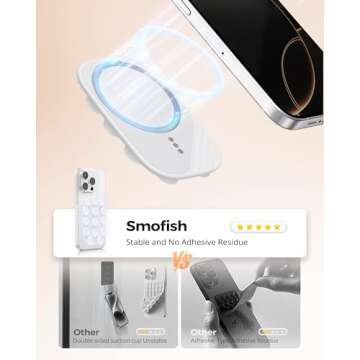 smofish Shower Phone Holder, Anti-Slip Hands-Free Magnetic Suction Cup Phone Mount for MagSafe Case,...