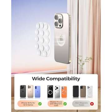 smofish Shower Phone Holder, Anti-Slip Hands-Free Magnetic Suction Cup Phone Mount for MagSafe Case, Sticky Grip Phone Holder for iPhone 16/15/14/13/12, Content Creator Essentials, White