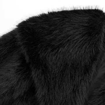 Mtsebmves Women's Cropped Faux Fur Jacket Long Sleeve Button Warm Winter Coats Shaggy Furry Outerwear with Pockets (Black, S)