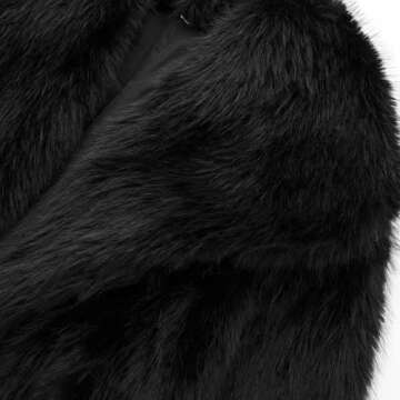 Mtsebmves Women's Cropped Faux Fur Jacket Long Sleeve Button Warm Winter Coats Shaggy Furry Outerwear with Pockets (Black, S)