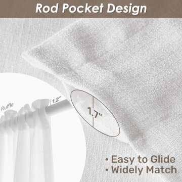 Melodieux White Semi Sheer Curtains 96 Inches Long for Living Room, Bedroom Faux Linen Texture Farmh...