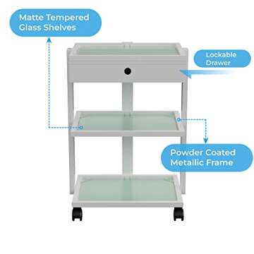 USA Salon and Spa ABEL Deluxe Beauty Trolley with Three Tier Glass - USA-1040A