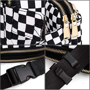 UTO Fanny Pack for Women Crossbody Trendy Fashion Belt Purse Chest Waist Hip Bumbag for Outdoor Shopping Travel Hiking