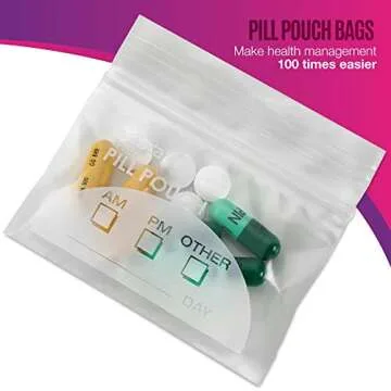Pill Pouch Bags - 200 Pack, Clear & Writable Storage Pouches