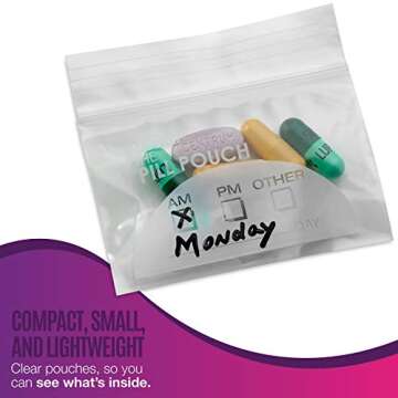 Pill Pouch Bags - 200 Pack, Clear & Writable Storage Pouches