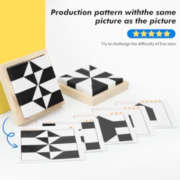 QZMTOY Wooden Blocks Puzzle Game - 80 Challenges