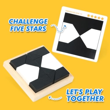 QZMTOY Wooden Blocks Puzzle Game - 80 Challenges