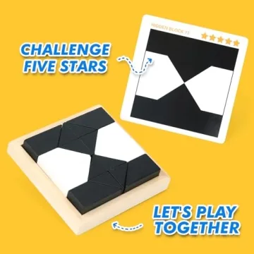 QZMTOY Wooden Blocks Puzzle Game - 80 Challenges