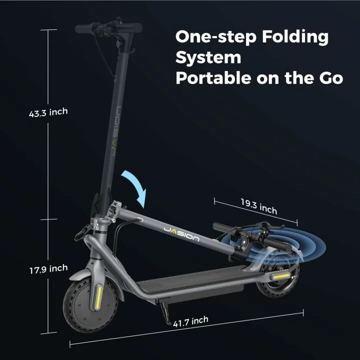 Jasion JS2 Electric Scooter for Adults, 500W Peak Motor, Up to 15.5 MPH, 19 Miles Ranges Foldable E-Scooter for Adults, Electric Kick Scooter with Dual Braking System for Commuting