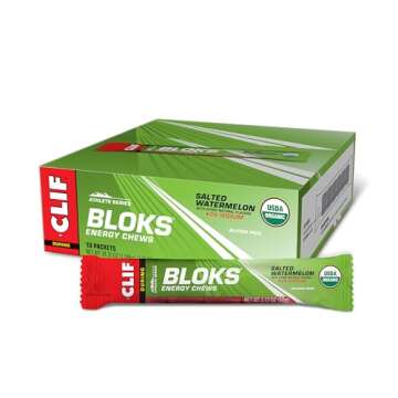 CLIFF BLOKS Salted Watermelon 2X Sodium & Black Cherry Caffeine Energy Chews Bundle - 2 Packs 18 Cou...