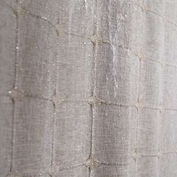 YoKii Boho Farmhouse Shower Curtain in Tan, Wrinkle Free & Ultra Thick Cotton Linen Rustic Cottagecore Aesthetic Cute French Country Bathroom Shower Curtains Set Modern Bohemian Chic, 72x72