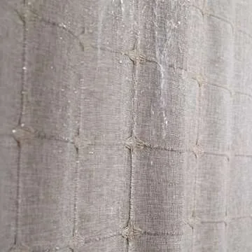 YoKii Boho Farmhouse Shower Curtain in Tan, Wrinkle Free & Ultra Thick Cotton Linen Rustic Cottagecore Aesthetic Cute French Country Bathroom Shower Curtains Set Modern Bohemian Chic, 72x72