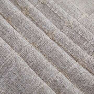 YoKii Boho Farmhouse Shower Curtain in Tan, Wrinkle Free & Ultra Thick Cotton Linen Rustic Cottagecore Aesthetic Cute French Country Bathroom Shower Curtains Set Modern Bohemian Chic, 72x72