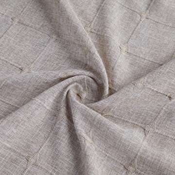 YoKii Boho Farmhouse Shower Curtain in Tan, Wrinkle Free & Ultra Thick Cotton Linen Rustic Cottagecore Aesthetic Cute French Country Bathroom Shower Curtains Set Modern Bohemian Chic, 72x72