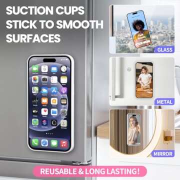 4PCS Silicone Suction Phone Case Mount, Hands-Free Phone Accessories Holder, Durable Strong Grip Holder for Selfies and Videos, Silicon Phone Stand for Cell Phone (4 Pack Pink)