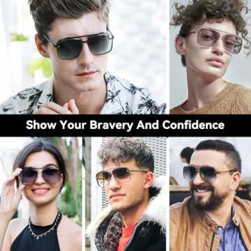 Dollger Square Aviator Sunglasses for Men and Women Fashion Metal Vintage Gradient Shades Sunglasses UV400 Protection