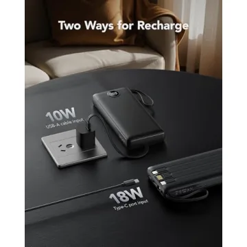 VRURC 20000mAh Portable Charger with Built-in Cables