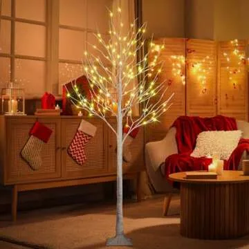 LIGHTSHARE 8FT 132 LED Birch Tree - Warm White Light for Home, Parties, Christmas and More
