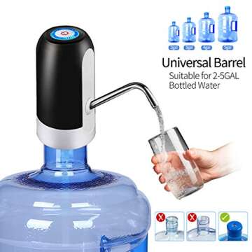 Water Bottle Pump 5 Gallon Water bottle dispenser USB Charging Automatic Drinking Water Pump Portable Electric Water Dispenser Water Bottle Switch