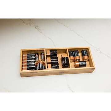 Lipper International 823 Bamboo Wood 3-Compartment Organizer Tray, 11 5/8" x 4 1/8" x 1 3/4"