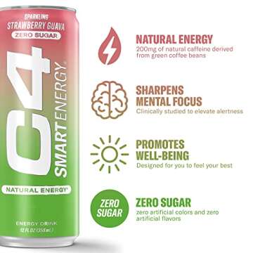 Cellucor C4 Smart Energy Drink - Sugar Free Performance Fuel & Nootropic Brain Booster, Coffee Subst...