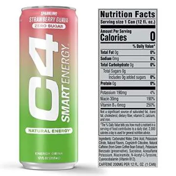 Cellucor C4 Smart Energy Drink - Sugar Free Performance Fuel & Nootropic Brain Booster, Coffee Substitute or Alternative | Strawberry Guava 12 Oz - 12 Pack