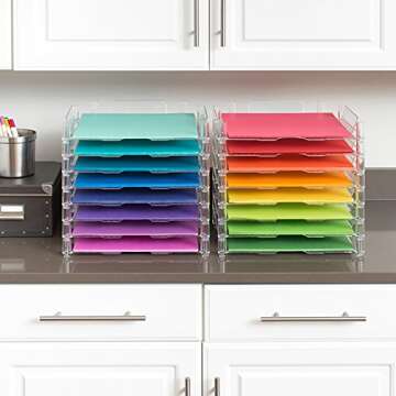 We R Memory Keepers, 12x12 Inch 4-Pack Stackable Trays, for Storing Paper, Letters, Scrapbooking Tools, and More, Organization System, Easy Assembly and Storage