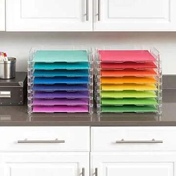 We R Memory Keepers, 12x12 Inch 4-Pack Stackable Trays, for Storing Paper, Letters, Scrapbooking Tools, and More, Organization System, Easy Assembly and Storage