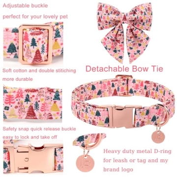 UP URARA PUP Christmas Dog Collar with Bow Tie for Festive Dogs