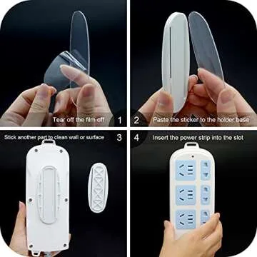 Power Strip Holder, 5 Pack Adhesive Punch-Free Socket Holder, Surge Protector Power Strip Mount for ...