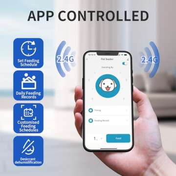 PAPIFEED 7L Automatic Cat Feeders for 2 Cats - 2.4G WiFi Timed Auto Feeder with APP Control for Remo...