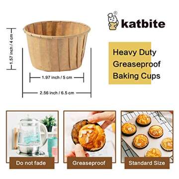 Katbite Parchment Cupcake Liners Standard Size 150PCS, Christmas Cupcake Liners, Muffin Baking Liner...