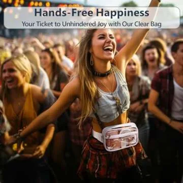 Packism Clear Fanny Pack Stadium Approved - Clear Belt Bag for Women Men Plus Size 35-51 inches Adjustable StrapTransparent Waist Bag for Concerts, Sporting Events - White