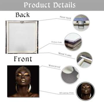 KPLUNDO Canvas Art Black Woman Wall Decor Prints
