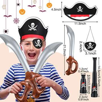 JaGely Pirate Party Set, 80 Pcs Caribbean Pirate Costume Includes 20 Hats, 20 Eye Patches, 20 Inflat...