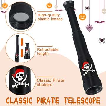 JaGely Pirate Party Set, 80 Pcs Caribbean Pirate Costume Includes 20 Hats, 20 Eye Patches, 20 Inflatable Swords, 20 Telescopes for Pirate Themed Parties, Halloween, Cosplay, Dress Up Games