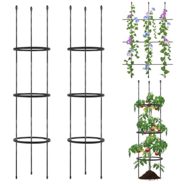 Deaunbr 2 Pack Garden Trellis for Climbing Plants, Adjustable Support Stakes