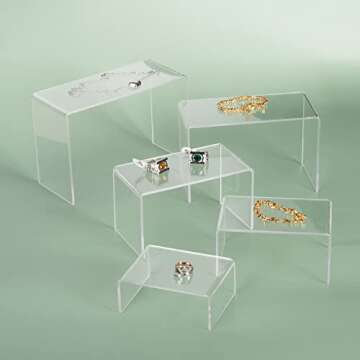 ihomecooker 10 Pc Clear Acrylic Display Risers Showcase for Shoe Risers Retail Stand Cupcake Stand Dessert Stand