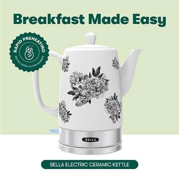 BELLA 1.5L Electric Ceramic Kettle, Black Floral