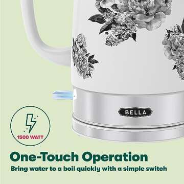 BELLA 1.5L Electric Ceramic Kettle, Black Floral