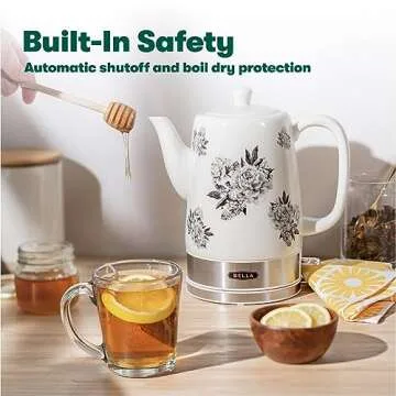 BELLA 1.5L Electric Ceramic Kettle, Black Floral
