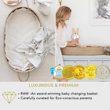 BEBE BASK Premium Nursery Bundle - Matching Baby Changing Basket & Baby Diaper Caddy Organizer - Handmade & Organic